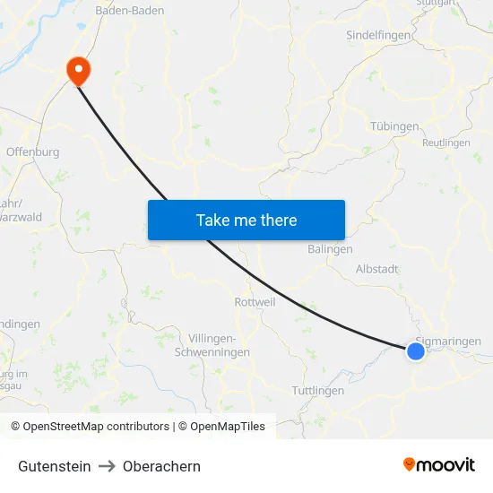 Gutenstein to Oberachern map