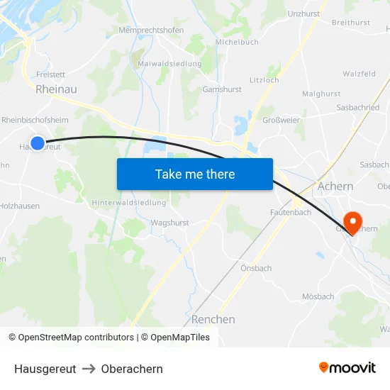 Hausgereut to Oberachern map