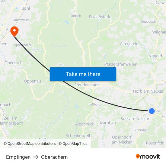 Empfingen to Oberachern map