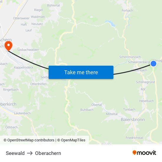 Seewald to Oberachern map