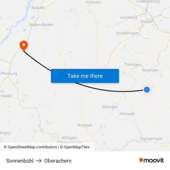 Sonnenbühl to Oberachern map