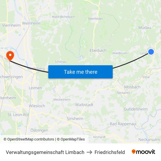 Verwaltungsgemeinschaft Limbach to Friedrichsfeld map