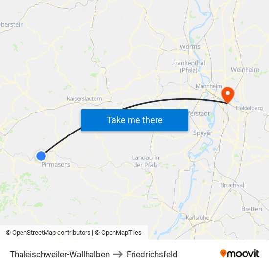 Thaleischweiler-Wallhalben to Friedrichsfeld map