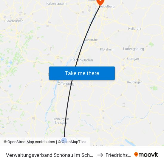 Verwaltungsverband Schönau Im Schwarzwald to Friedrichsfeld map