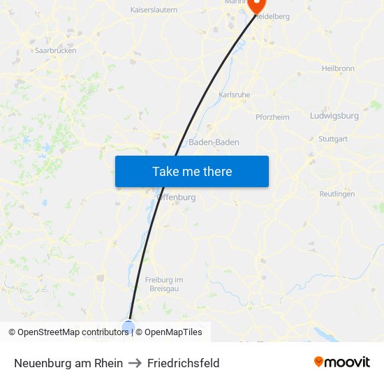 Neuenburg am Rhein to Friedrichsfeld map