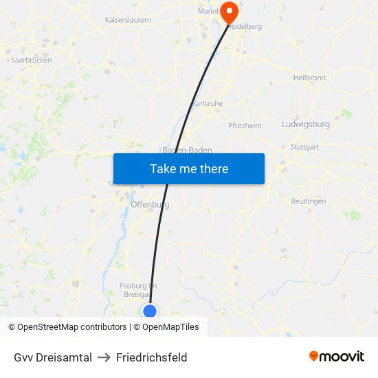 Gvv Dreisamtal to Friedrichsfeld map