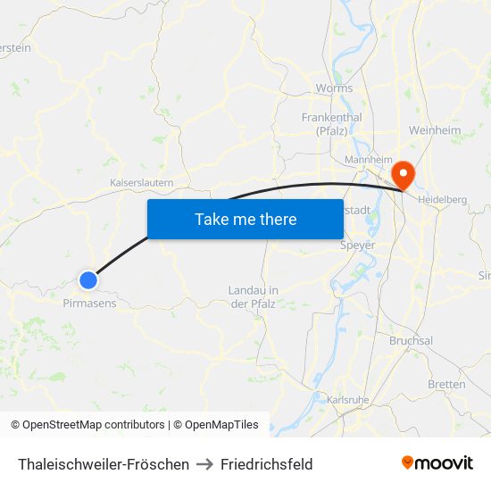 Thaleischweiler-Fröschen to Friedrichsfeld map