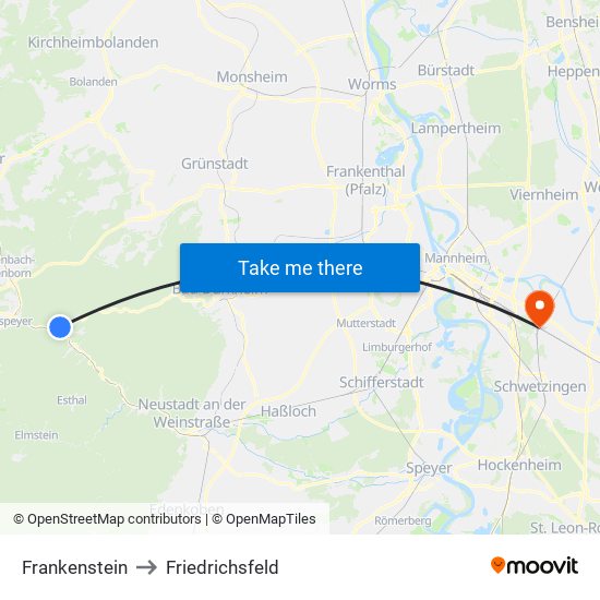 Frankenstein to Friedrichsfeld map