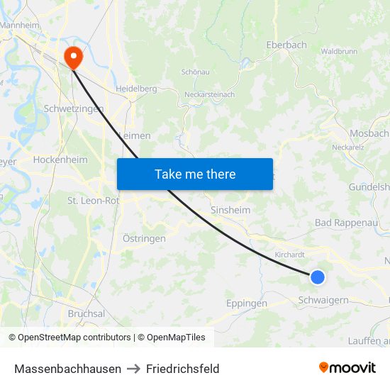 Massenbachhausen to Friedrichsfeld map