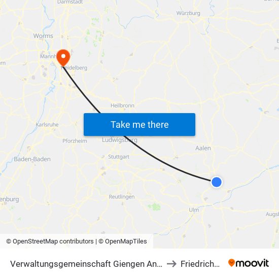 Verwaltungsgemeinschaft Giengen An Der Brenz to Friedrichsfeld map
