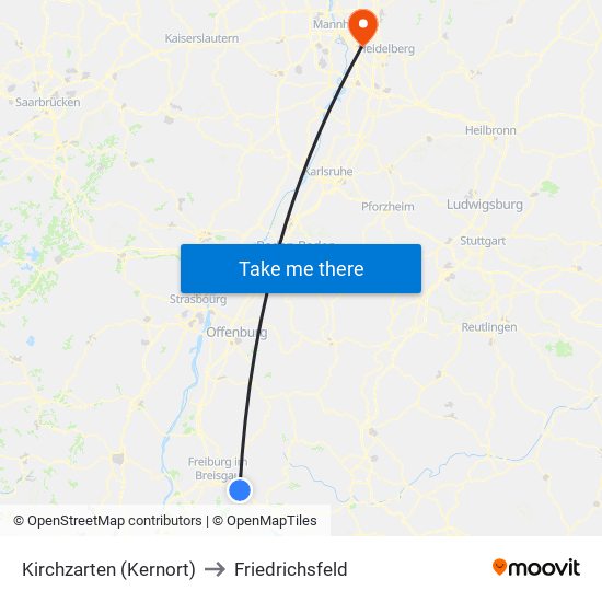 Kirchzarten (Kernort) to Friedrichsfeld map
