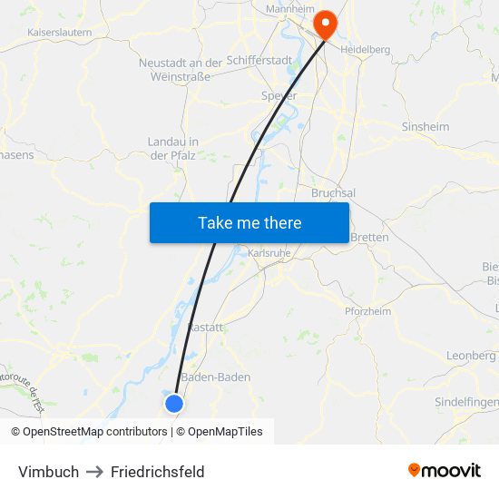 Vimbuch to Friedrichsfeld map