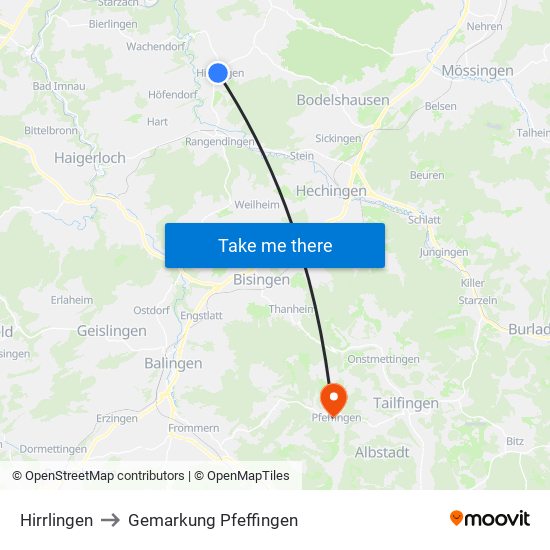 Hirrlingen to Gemarkung Pfeffingen map