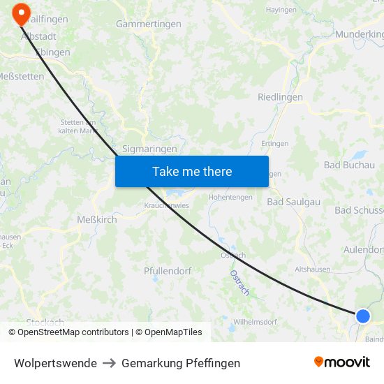 Wolpertswende to Gemarkung Pfeffingen map
