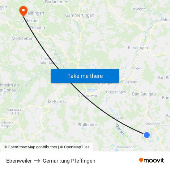 Ebenweiler to Gemarkung Pfeffingen map