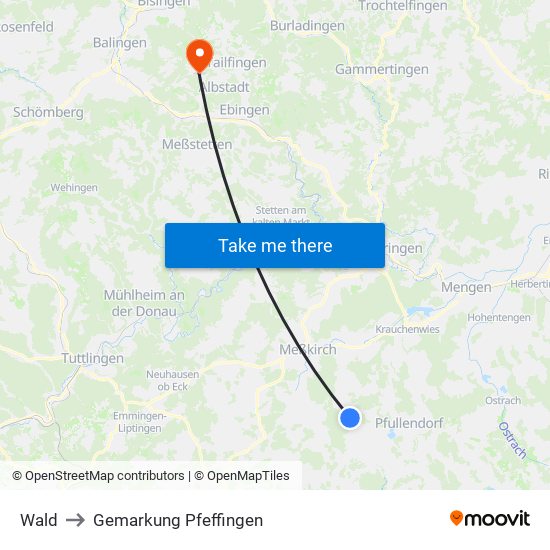 Wald to Gemarkung Pfeffingen map