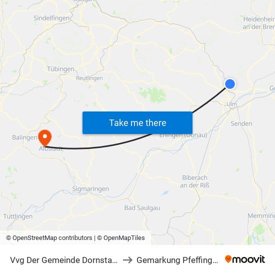 Vvg Der Gemeinde Dornstadt to Gemarkung Pfeffingen map