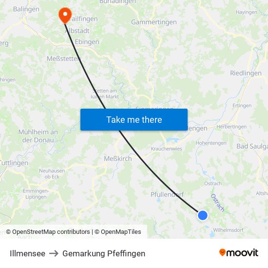 Illmensee to Gemarkung Pfeffingen map