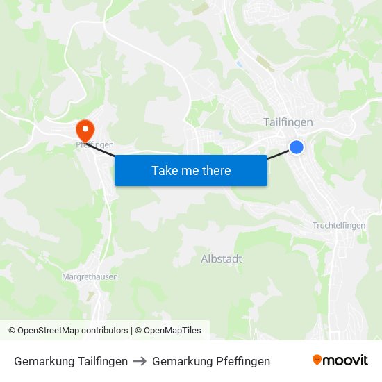 Gemarkung Tailfingen to Gemarkung Pfeffingen map