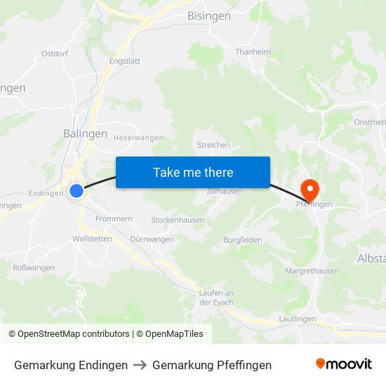 Gemarkung Endingen to Gemarkung Pfeffingen map