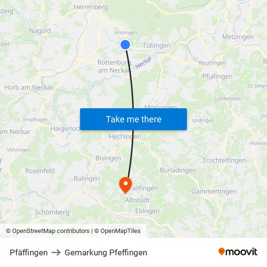 Pfäffingen to Gemarkung Pfeffingen map