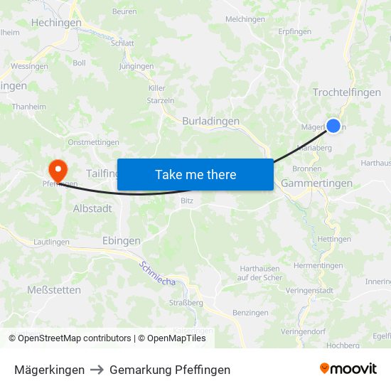 Mägerkingen to Gemarkung Pfeffingen map