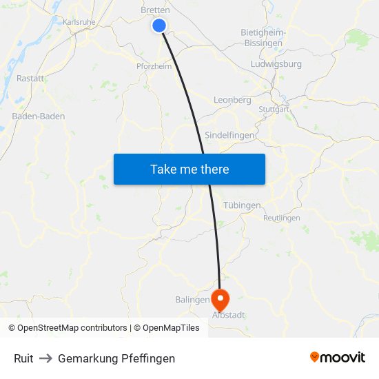 Ruit to Gemarkung Pfeffingen map