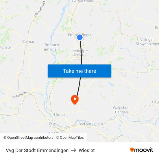 Vvg Der Stadt Emmendingen to Wieslet map