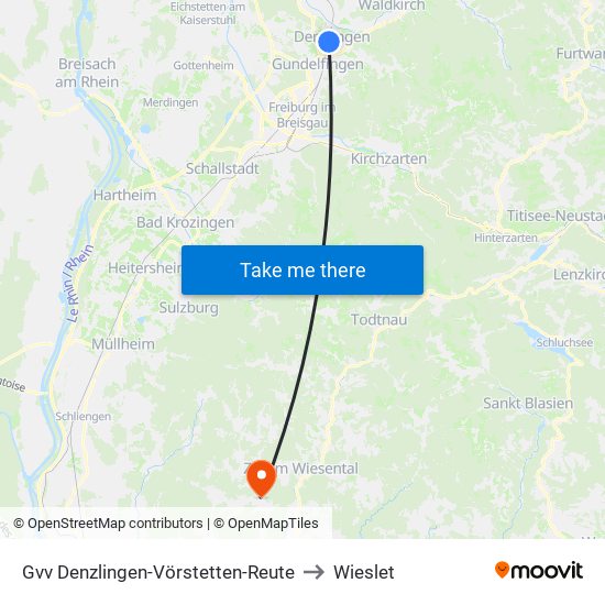 Gvv Denzlingen-Vörstetten-Reute to Wieslet map