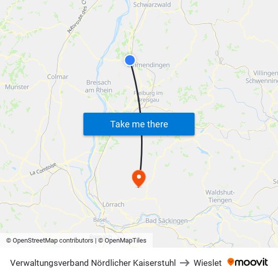 Verwaltungsverband Nördlicher Kaiserstuhl to Wieslet map