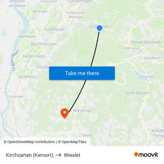 Kirchzarten (Kernort) to Wieslet map