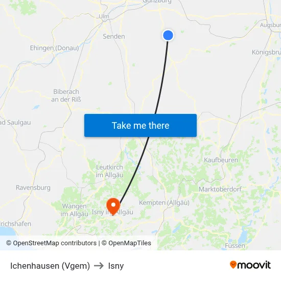 Ichenhausen (Vgem) to Isny map