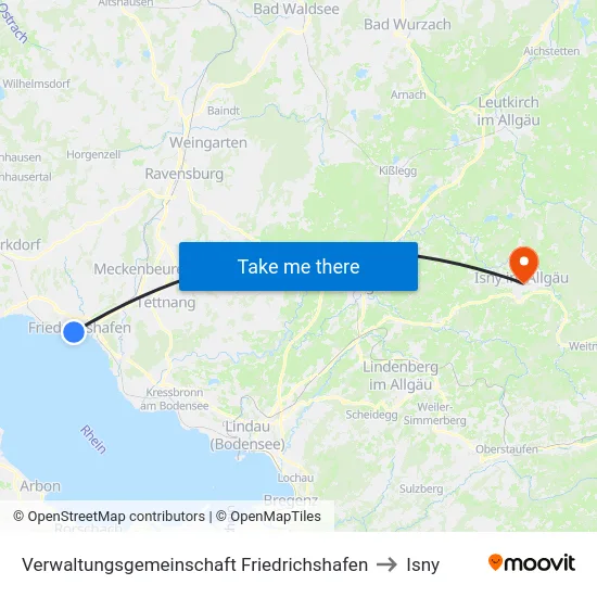 Verwaltungsgemeinschaft Friedrichshafen to Isny map