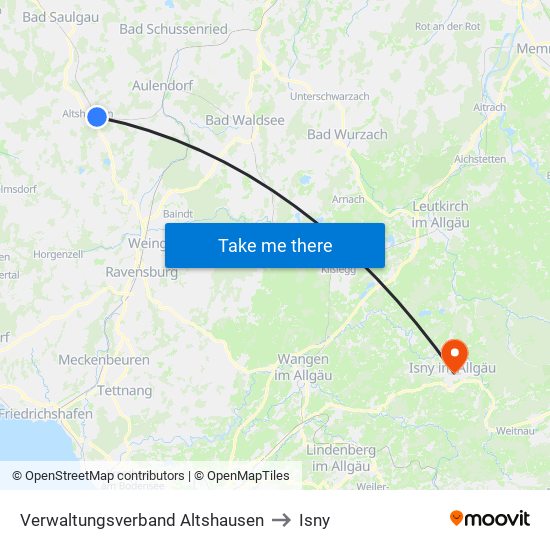 Verwaltungsverband Altshausen to Isny map