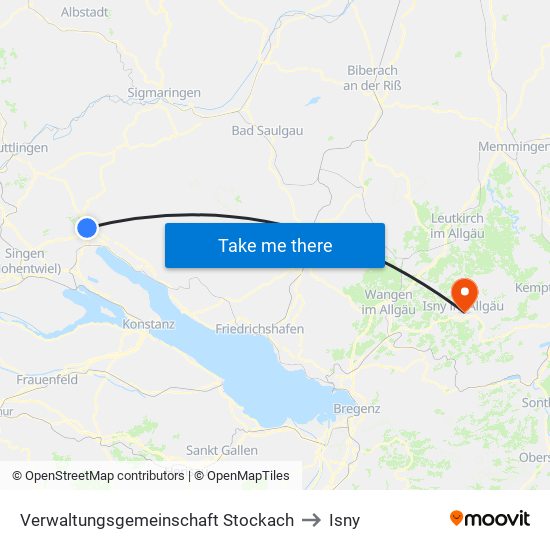 Verwaltungsgemeinschaft Stockach to Isny map