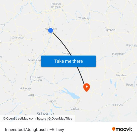 Innenstadt/Jungbusch to Isny map