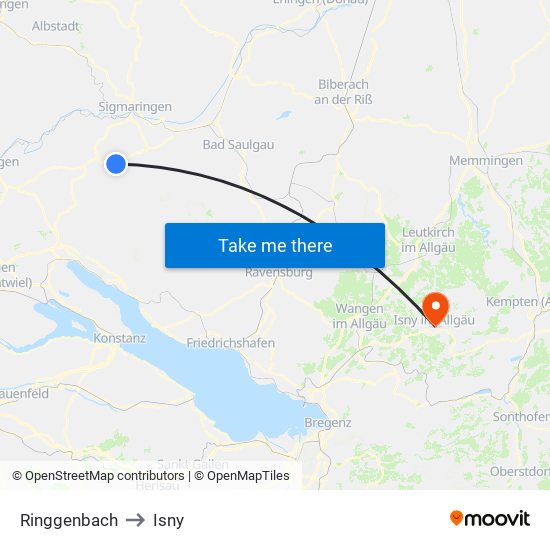 Ringgenbach to Isny map