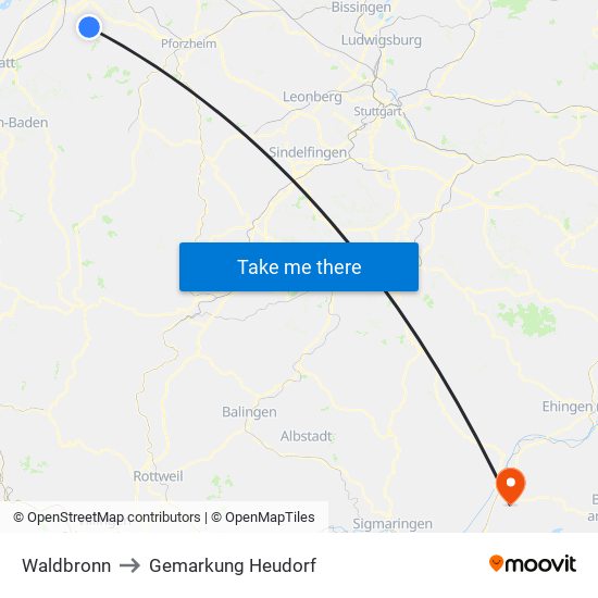 Waldbronn to Gemarkung Heudorf map