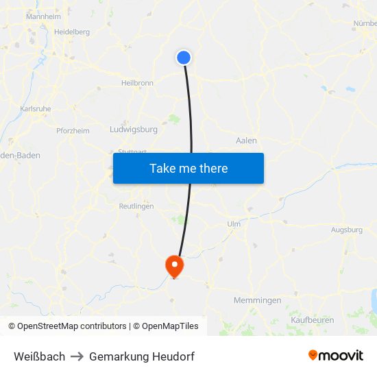 Weißbach to Gemarkung Heudorf map