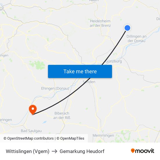 Wittislingen (Vgem) to Gemarkung Heudorf map