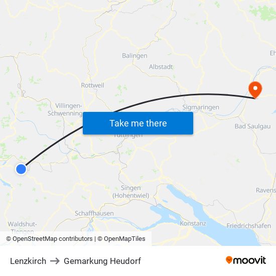 Lenzkirch to Gemarkung Heudorf map