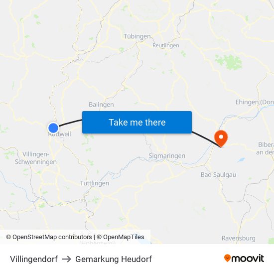 Villingendorf to Gemarkung Heudorf map