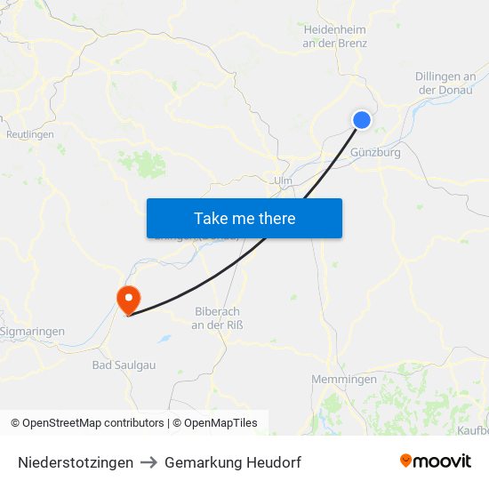 Niederstotzingen to Gemarkung Heudorf map