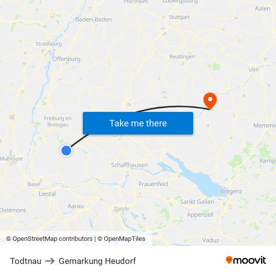 Todtnau to Gemarkung Heudorf map