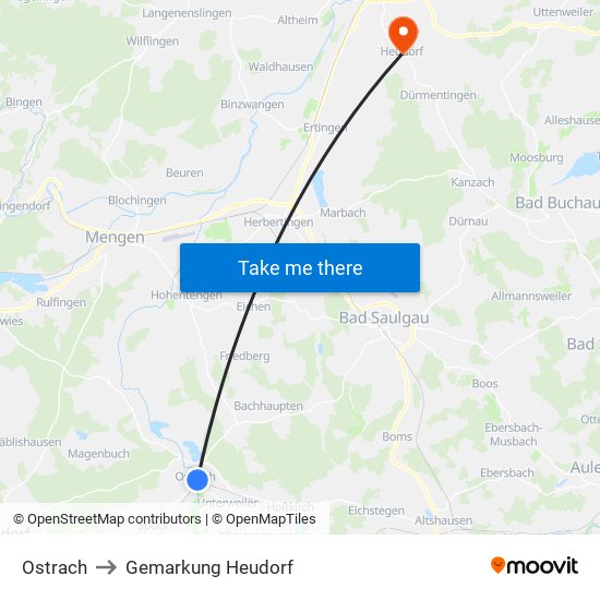 Ostrach to Gemarkung Heudorf map