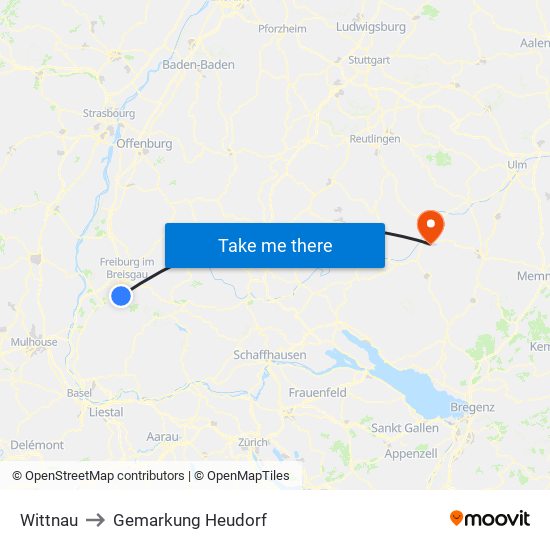 Wittnau to Gemarkung Heudorf map