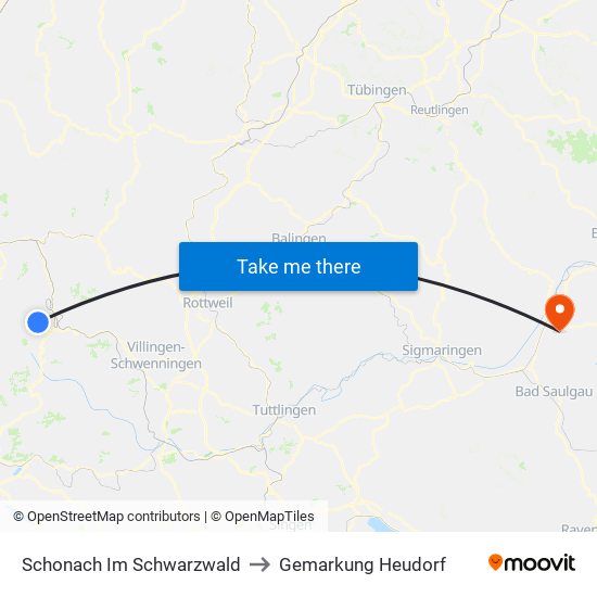 Schonach Im Schwarzwald to Gemarkung Heudorf map