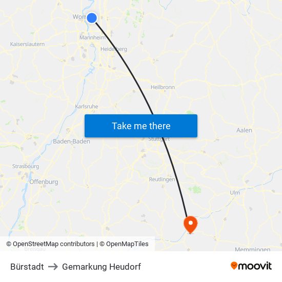 Bürstadt to Gemarkung Heudorf map