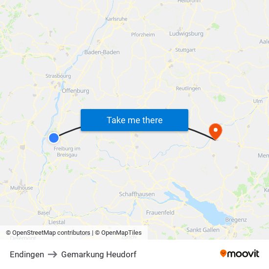 Endingen to Gemarkung Heudorf map