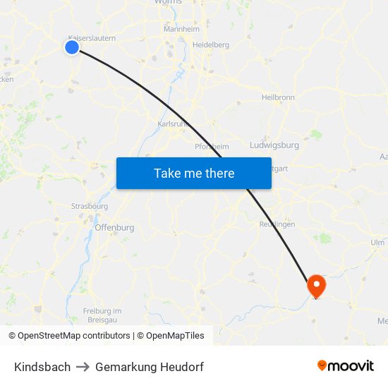 Kindsbach to Gemarkung Heudorf map